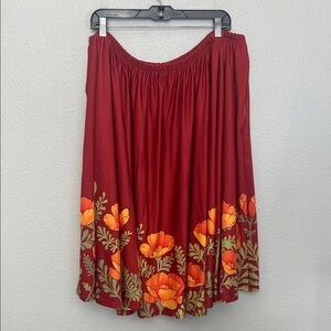 Maya Kern Floral Print Skirt Red Size 6XL